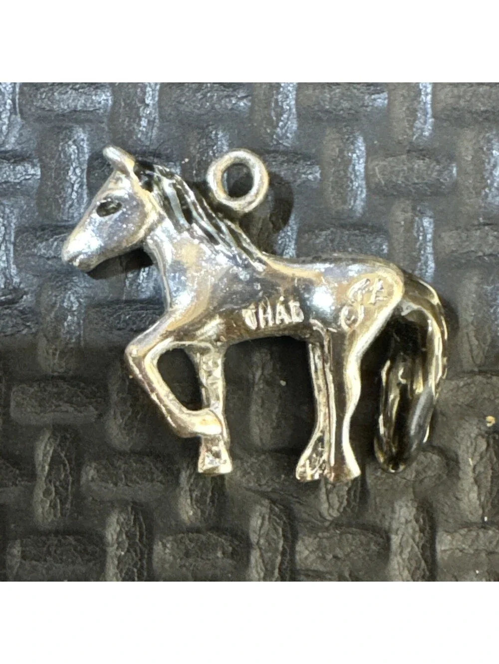 Sterling Silver Small Horse Charm 925 Thai | 2.48g | Painted Mane, Eyes, Tail
